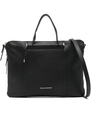 Piquadro Leather Laptop Bag (30Cm X 40Cm) - Black