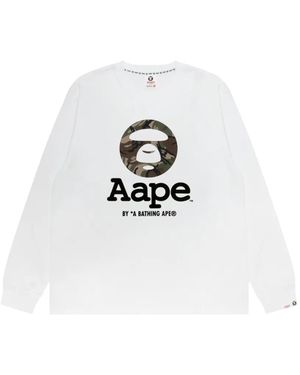 Aape By A Bathing Ape Camo-Print Logo-Print T-Shirt - White