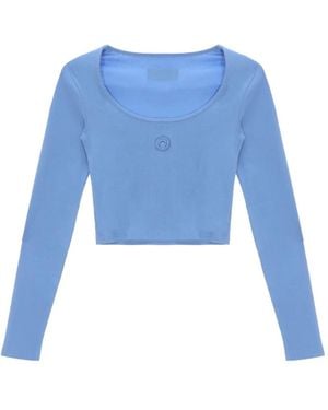 Marine Serre Top Girocollo Con Logo Luna - Blu