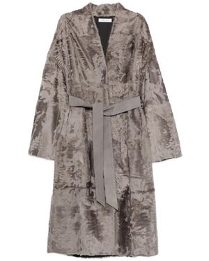 Liska Long-Sleeve Belted Coat - Grey