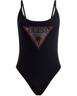 Guess Rhinestone Triangle Swimsuit - Black