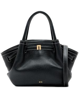 JW PEI Mini Hana Contrast-Stitch Pebbled Tote Bag - Black