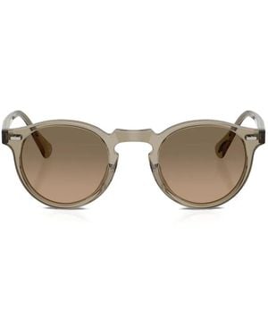 Oliver Peoples Gregory Peck Round-Frame Sunglasses - Natural