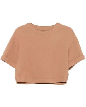 Niu Kurzärmeliges Cropped-T-Shirt - Natur