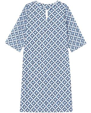 Max Mara Geometric-Print Keyhole Dress - Blue