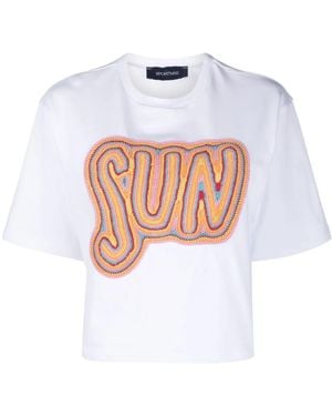 Sportmax Crochet-Embroidered Cotton T-Shirt - White