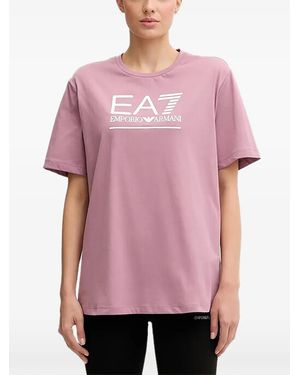 EA7 Logo-Print T-Shirt - Pink