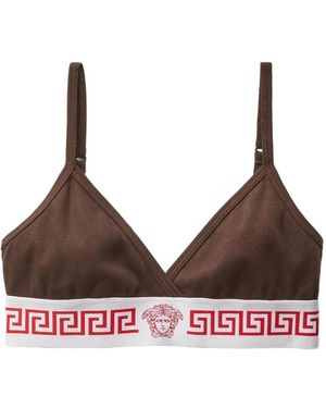 Versace Ribbed Cotton-Jersey Bralette - Brown