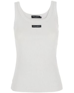 Dolce & Gabbana Logo Cotton Tank Top - White