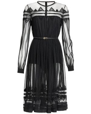 Elie Saab Sequin-Embroidered Tulle Midi Dress - Black