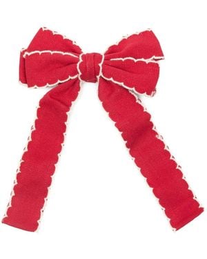 Stine Goya Scalloped-Trim Bow Hair Clip - Red