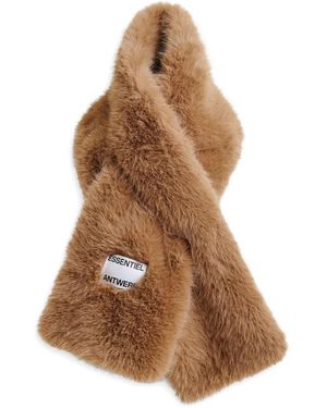 Essentiel Antwerp Faux-Fur Slit-Insert Scarf - Brown