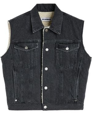 Jil Sander Gilet En Jean À Doublure En Polaire - Black