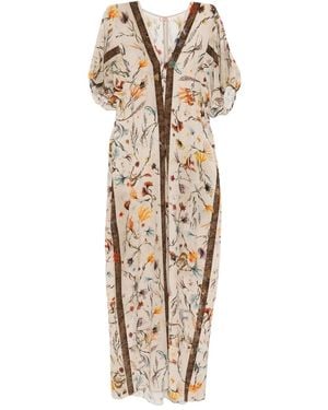 YANGKEHAN Floral-Print Maxi Dress - Metallic