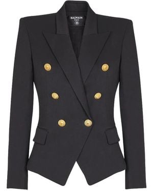 Balmain Grain De Poudre 6-Button Tailored Jacket - Black