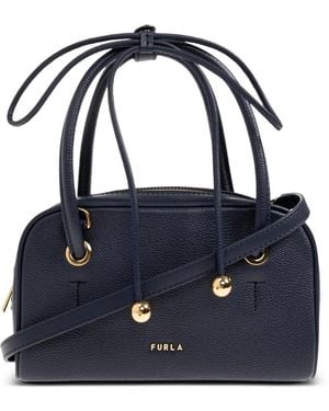 Furla Small Poppy Leather Tote Bag - Blue