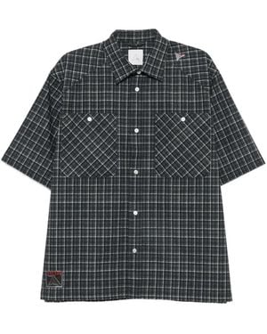 ROA Check-Print Short-Sleeve Shirt - Gray