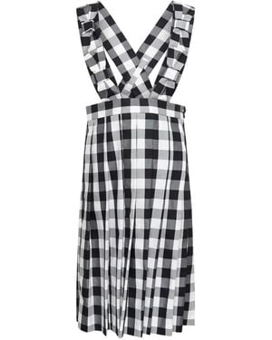 Comme des Garçons Gingham-Check Ruffled Midi Dress - White