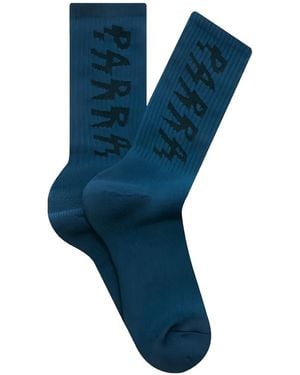 by Parra Spiked Logo-Knit Ribbed Socks - Blue