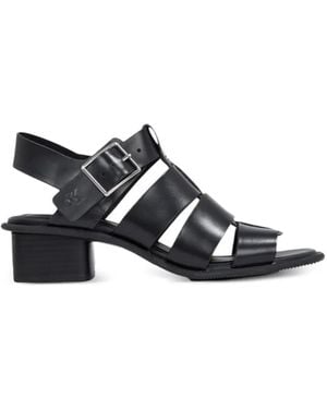 Calvin Klein Buckle-Fastening Cage-Design Heeled Sandals - White