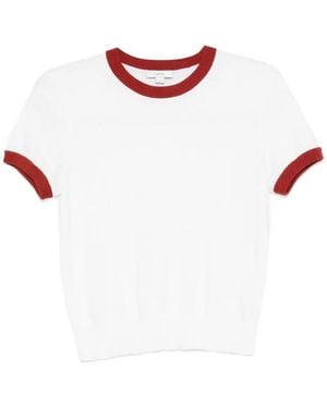 Vince T-Shirt Van Kasjmier-Katoen Met Contrasterende Afwerking - Wit