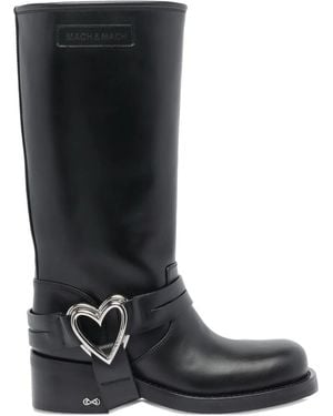 Mach & Mach Bottines Double Heart 50 Mm En Cuir - Noir