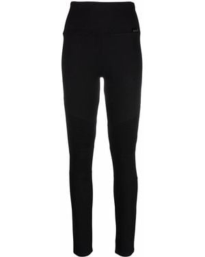 Philipp Plein Ribbed-Panel Biker Leggings - Black