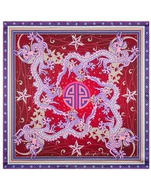 Shanghai Tang Flying Dragon Silk Scarf - Red