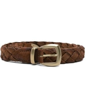 Eleventy Ceinture En Cuir À Design Tressé - Marron