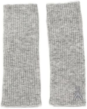 Patrizia Pepe Ribbed-Knit Fly-Embroidered Gloves - Grey