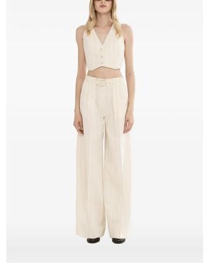 Nissa Cropped Cotton Waistcoat - Natural