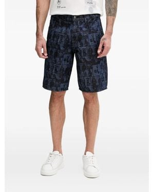 ARMANI EXCHANGE Graphic-Print Denim Shorts - Blue