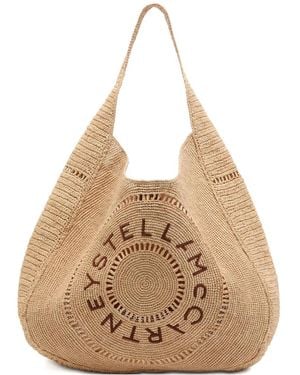 Stella McCartney Logo Crochet Shoulder Bag - Natur