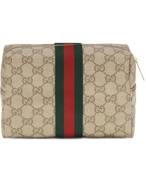 Gucci Kosmetiktasche Mit Gg Supreme-Webstreifen - Natur