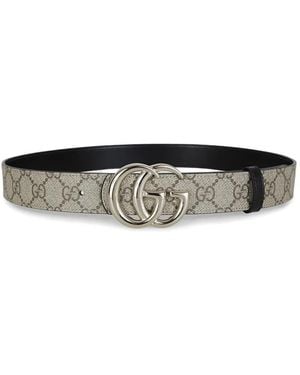 Gucci Omkeerbare Gg Marmont Riem - Wit