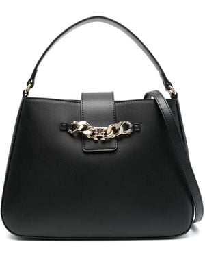 Tommy Hilfiger Bolso Satchel Con Monograma - Negro