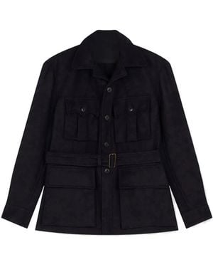 Fortela Clint Belted Chest-Pocket Jacket - Blue