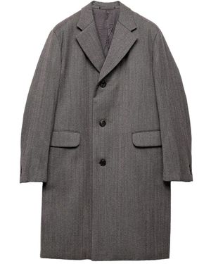 Prada Notched-Lapel Wool Coat - Grey