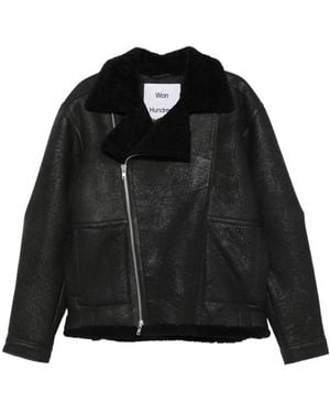 Won Hundred Remis Shearling-Collar Zip-Up Jacket - Black