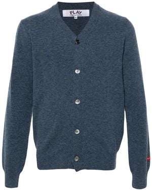 COMME DES GARÇONS PLAY Heart-Patch Wool Cardigan - Blue