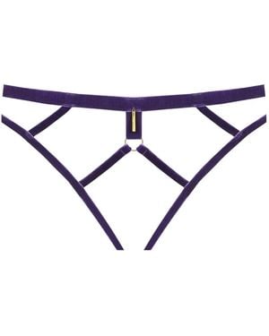 Maison Close Velvet Open Briefs - Blue
