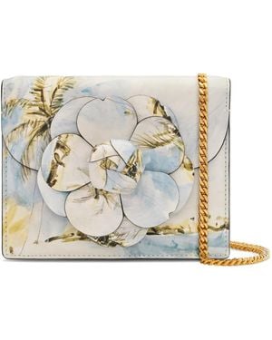 Oscar de la Renta Dominican Landscape Printed Mini Tro Bag - White