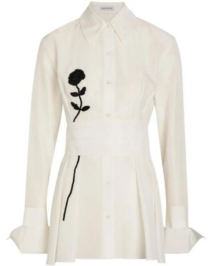 Patrick Assaraf Camisa Con Cinturón Y Detalle Floral - Blanco