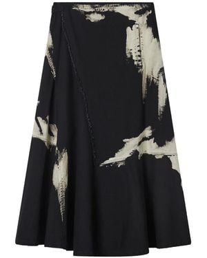 Y's Yohji Yamamoto Raw-Edge Patterned Skirt - Black