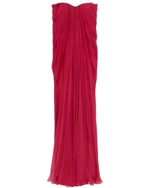 McQueen Draped Maxi Dress - Red