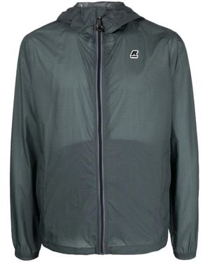 K-Way Logo-Patch Hooded Jacket - Grey