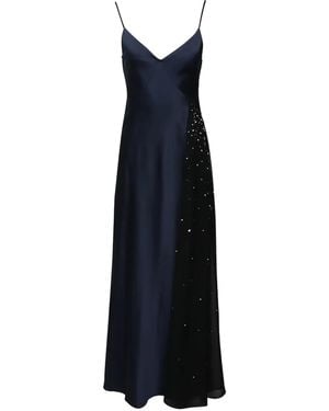 Tanya Taylor Catalina Embellished V-Neck Maxi Dress - Blue