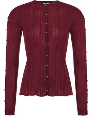 Protémoa Touch Ribbed Cardigan - Red
