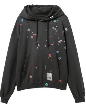 Maison Mihara Yasuhiro Kids Sticker Printed Hoodie - Black
