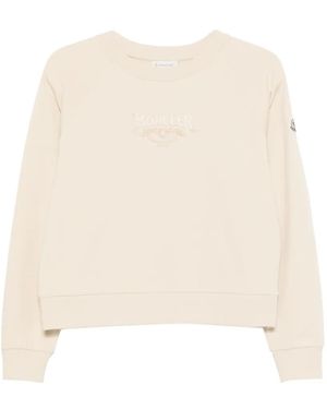 Moncler Logo-Embroidered Raglan-Sleeve Sweatshirt - Natural